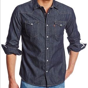 EUC Levi’s Western Dark Denim Button Down XXL